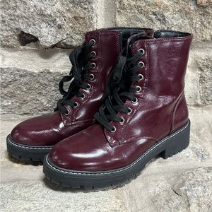 Maroon leather boots